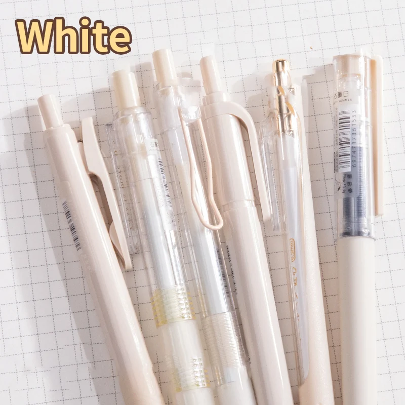 Bolígrafos Estéticos, 5 Unidades De 0,5 Mm Retráctiles De Tinta De Gel Bonitos Boligrafos De Tinta Negra Escritura Suave Boligr~p163143627