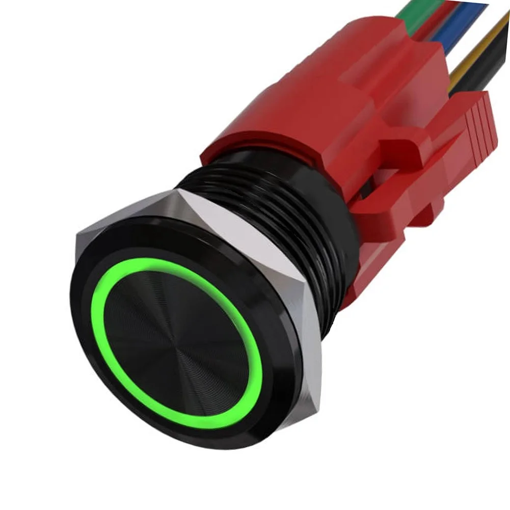 셀프 잠금 금속 22mm 푸시 버튼 스위치(LED 조명 포함, 12V, IP67 등급, 안정적인 산업 및 차량용)
