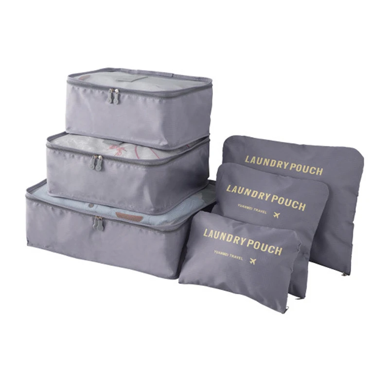 

6 Pcs/set Travel Bag Clothes Shoe Organizer Traveling Compression Packing Cubes Suitcase Luggage Washbag Underwear Home Storage