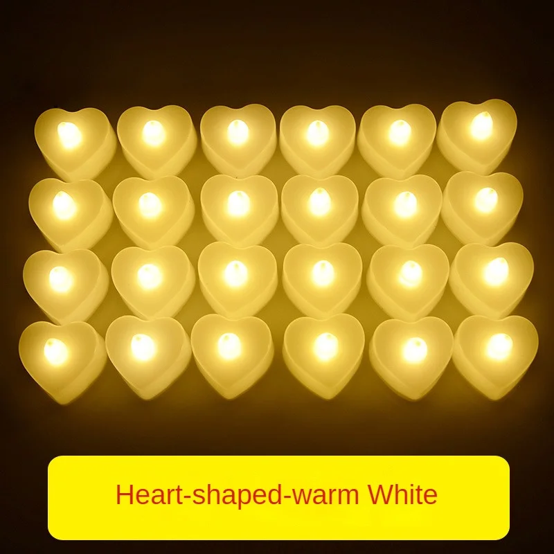 가정용 불꽃 없는 LED 촛불, 크리스마스 파티 웨딩 장식, 하트 모양 전자 배터리 전원, Tealight 촛불, 1 개, 2 개, 4 개