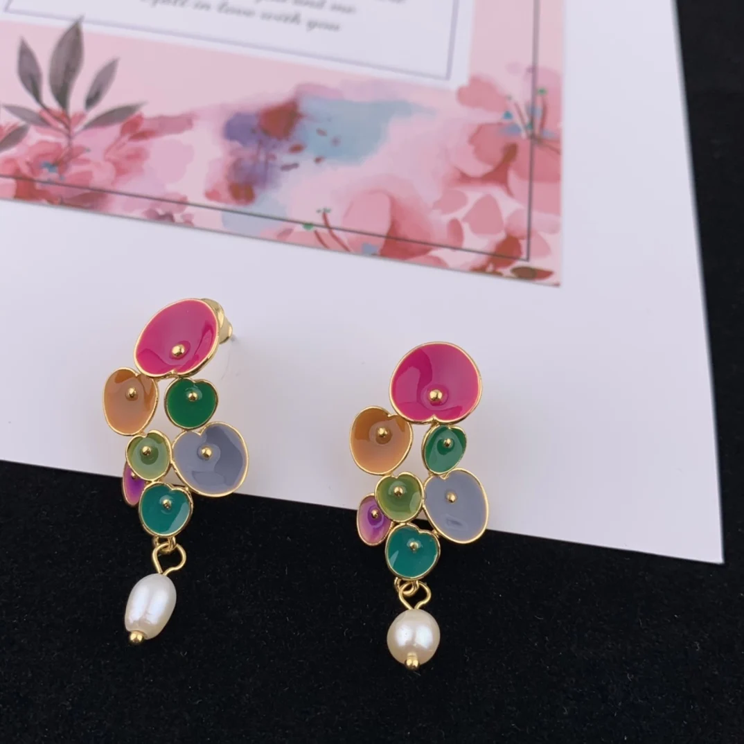 

European and American colored glaze beaded earrings