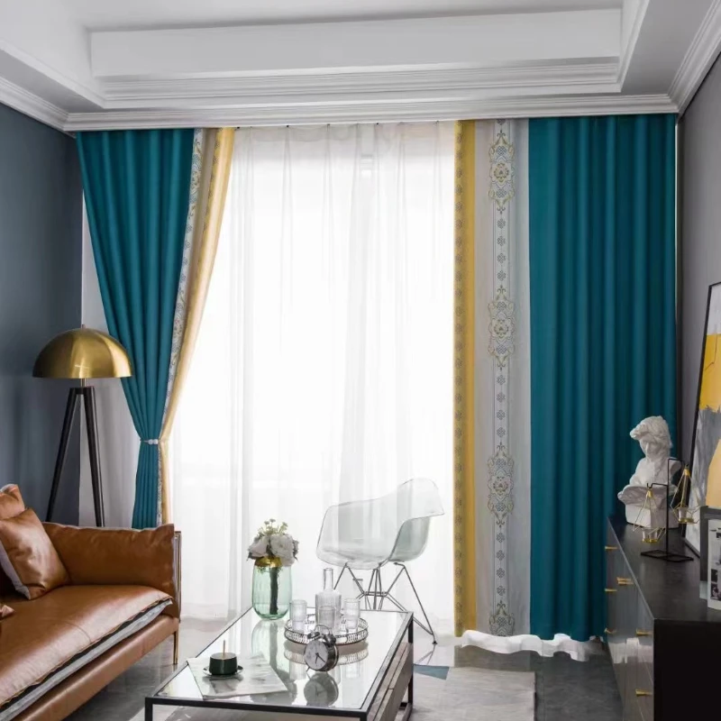2 Panels European-style Luxury Curtains For Living Room Bedroom Thickened Simple Blackout Curtain Finished Custom Window Drapes