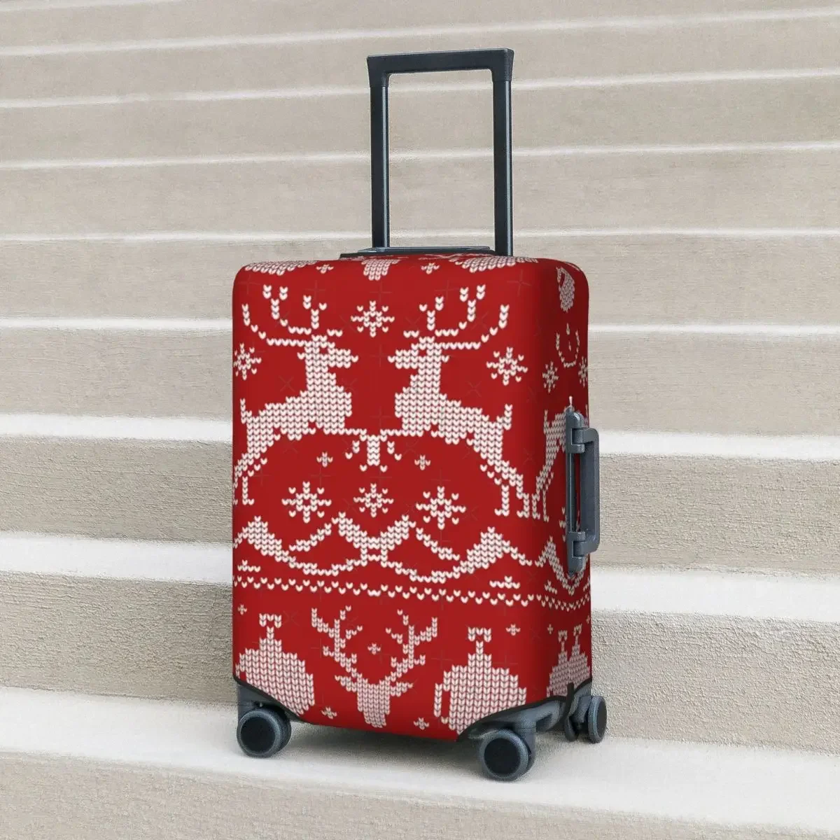 

Ugly Christmas Elk Suitcase Cover Snow Flake Jolly Travel Flight Strectch Luggage Supplies Protector