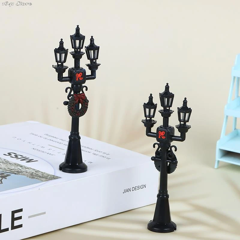 1pc 112 Dollhouse Mini Black Street Lamps Park Garden Street Light Model Dollhouse Christmas