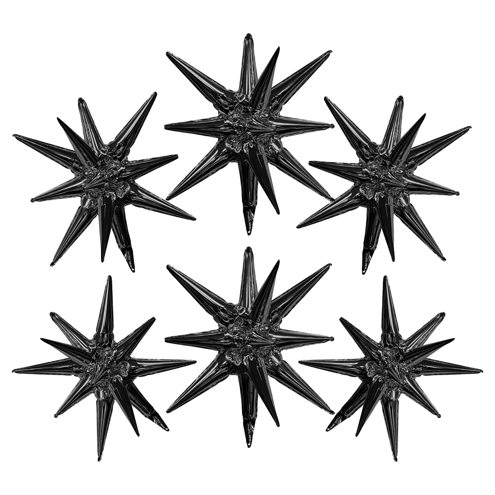 22 Zoll schwarze Stern-Folienballons, 6-Sterne-Explosion, Mylar-Luftballons, Kegel-Spike-Luftballons, große Starburst-Luftballons, Partydekorationen