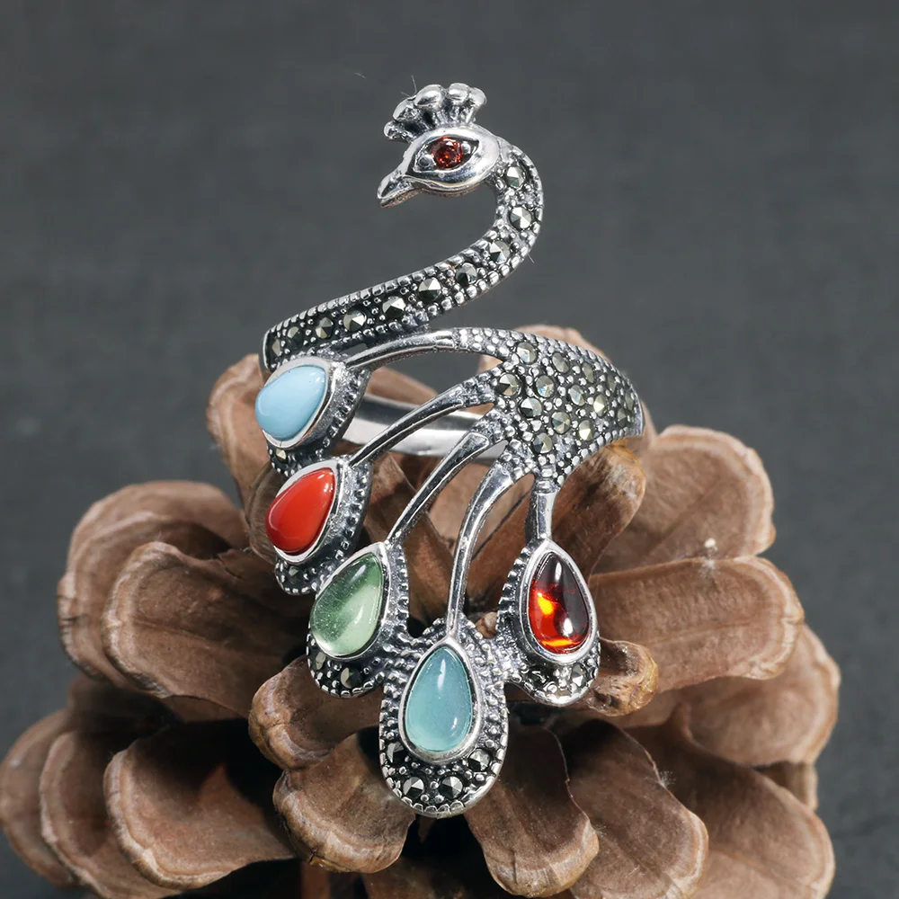 Moh Intricate Statement Peacock Ring - Shyle