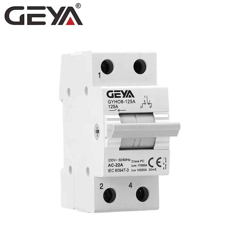 GEYA GYHO8 1P 63A 125A MTS Dual Power Manual Transfer Isolating Switch Interlock Circuit Breaker 220V~240VAC