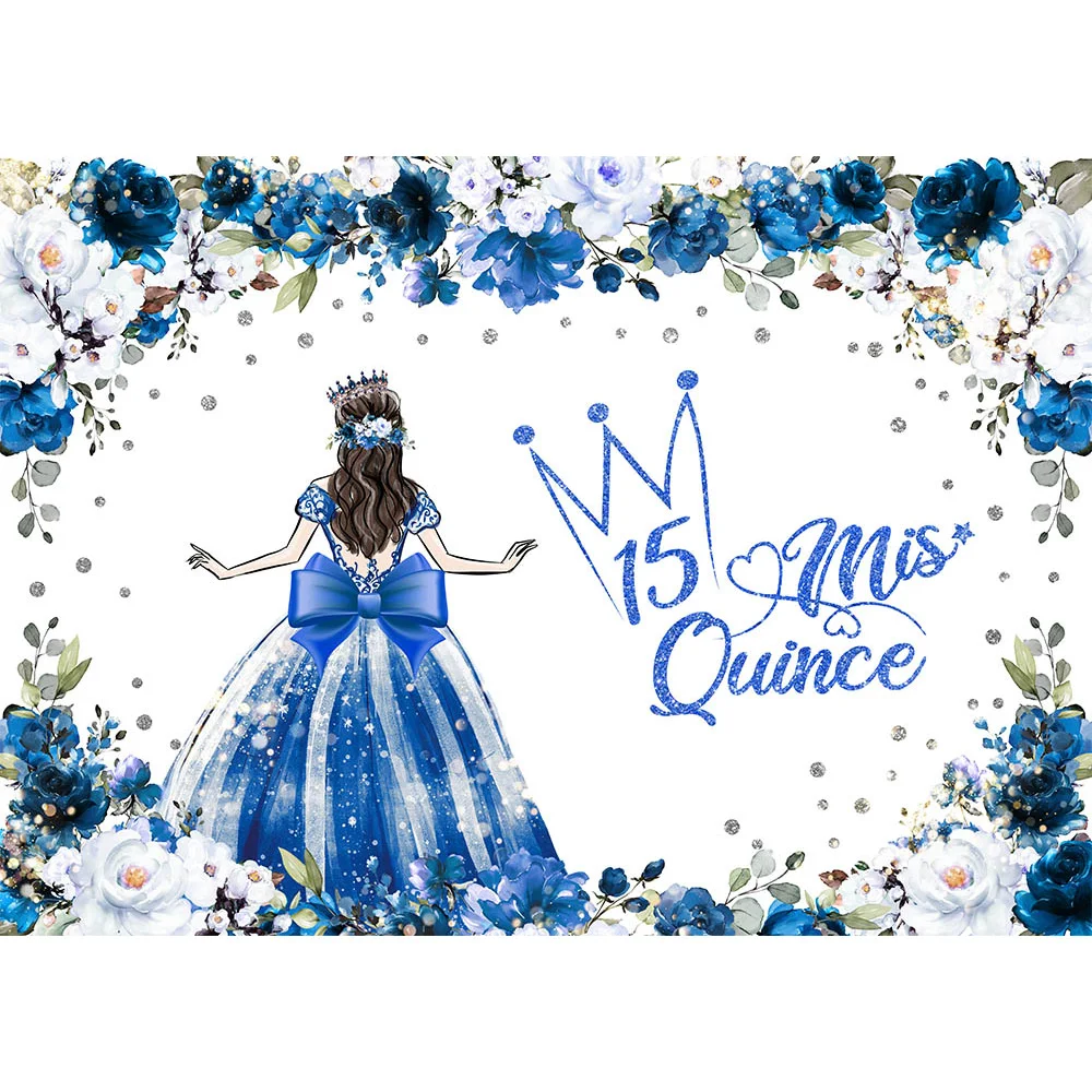 Confetti Invitations Sweet 16 Quinceanera Blue Dress