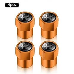Alfa Romeo Premium Metal Wheel Air Valve Caps - Anti - Rust Tire Stem Covers (Yellow 4pcs)
