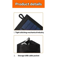 Chargeur solaire portable pliable avec sortie USB, étanche, pour téléphone portable, camping, randonnée, voyage 7