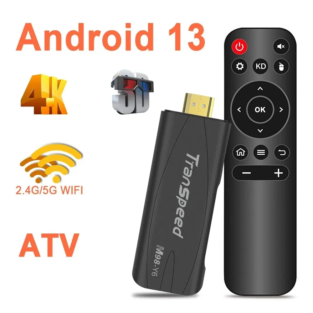 Nuovo Tv Stick Android 13 Atv Con App Tv 4K 3D Tv Box 2.4G E 5G Assistente Vocale Controllo Lettore Multimediale Ricevitore Tv Set Top Box