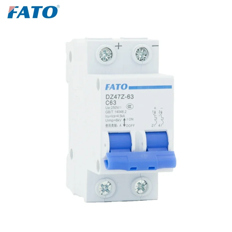 fato-mcb-dc-2p-125v-750v-4-5-6ka-breaking-capacity-mini-circuit-breaker