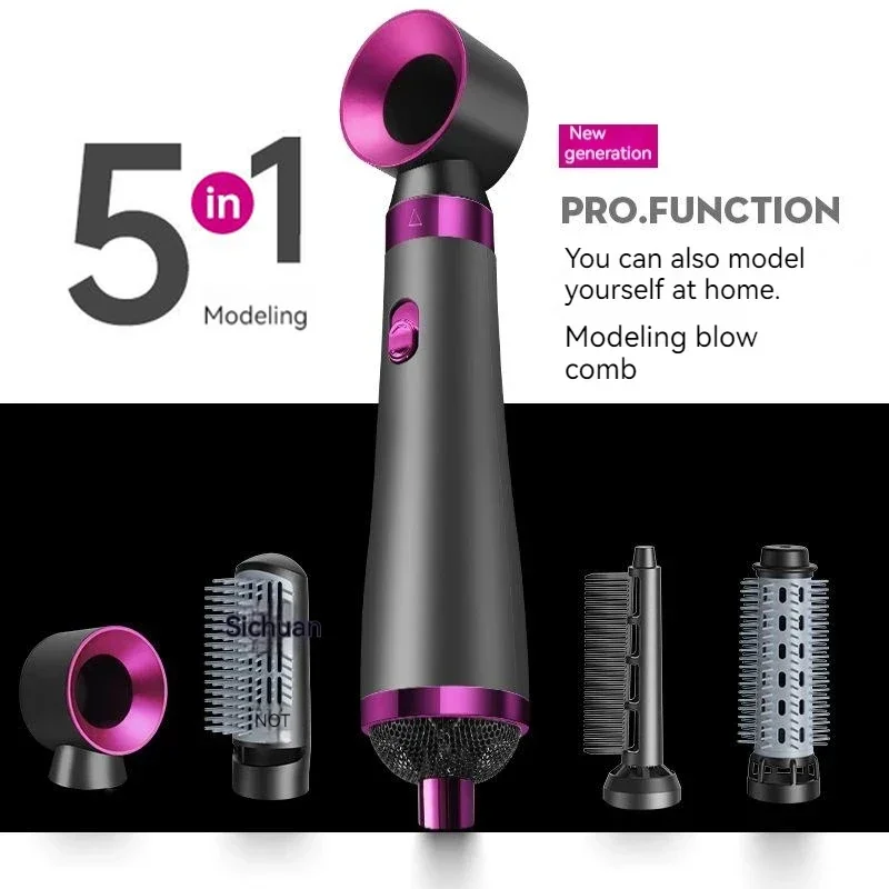 Hair Dryer Hot Air Comb 5 In 1 Styler Volumizer Straightener Curler Negative Ion One Step Brush 220V EU 110V US