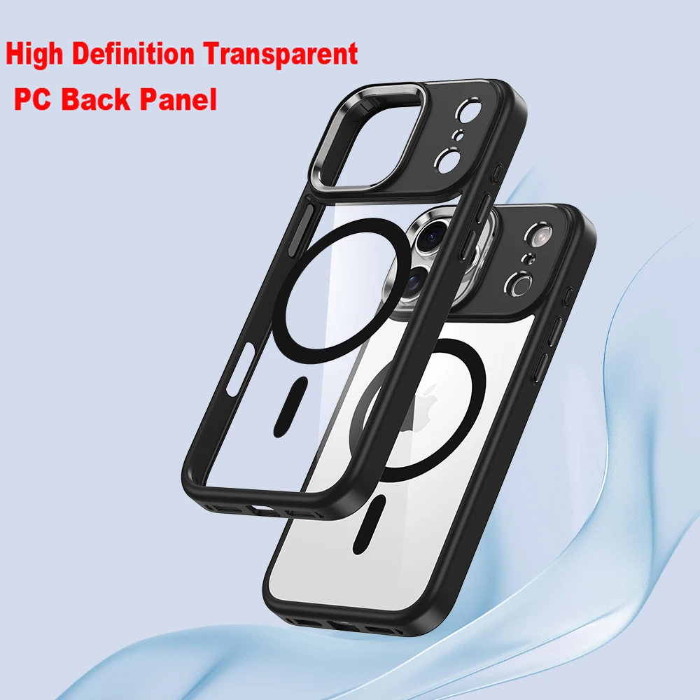 Luxury HD Transparent Shockproof Bumper Case with Magsafe-Compatible Charge Back Cover