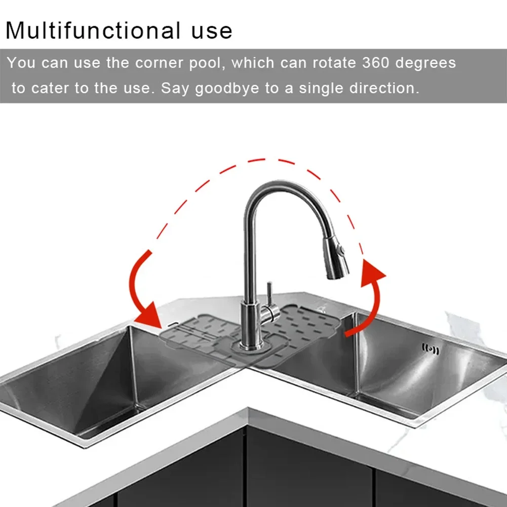 Kitchen Silicone Faucet Mat Absorbent Mat Sink Splash Guard Drain Pad Double Sided Use Bathroom Sink Kitchen Gadget 3