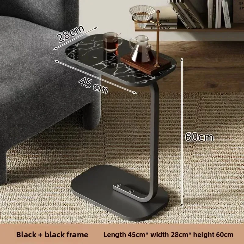 שולחן קפה קומפקטי מודרני יוקרתי - שולחן צד נייד בצורת C לסלון ספה