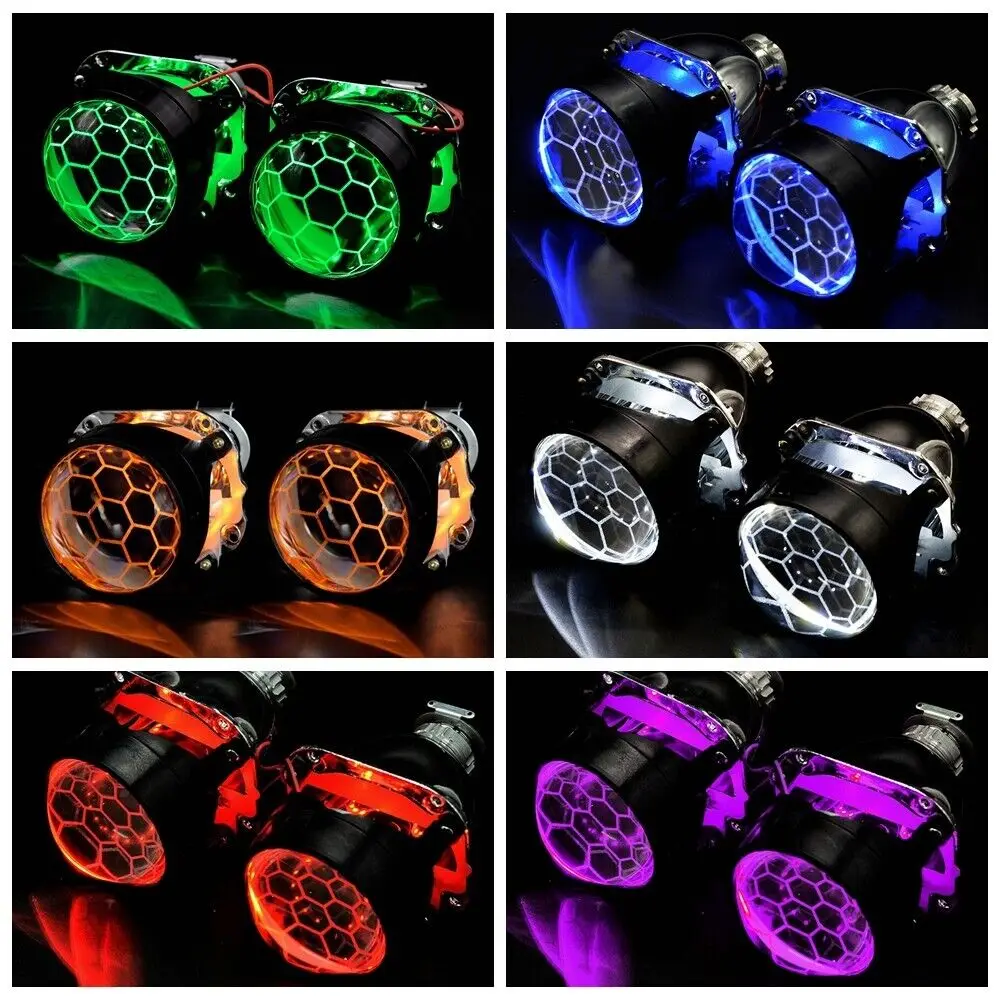 2.5インチRGB APP LEDデビルアイズブルーハニカムバイキセノン