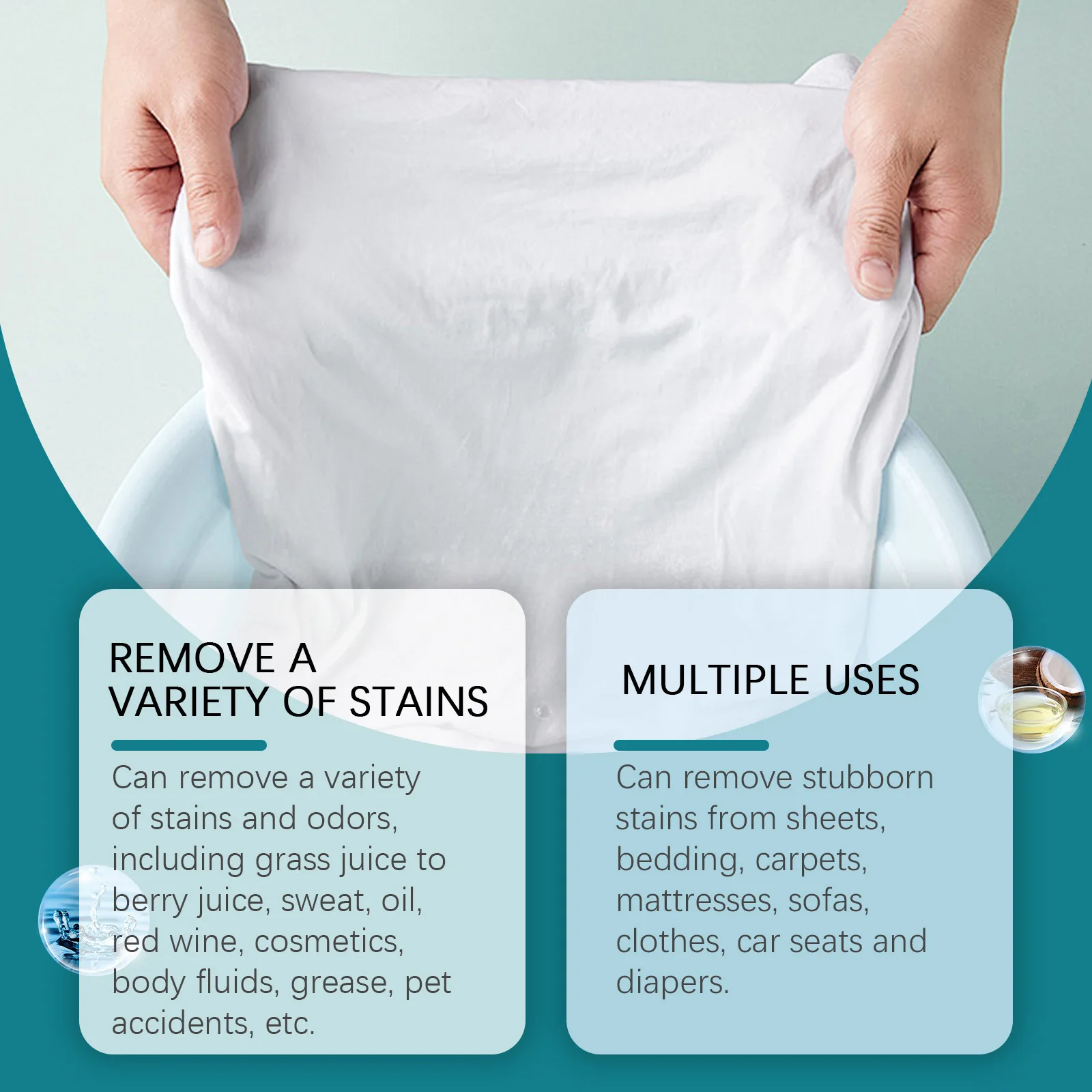 Laundry Stain Remover Clothes Bleach Effective Oil Stain Dirt Dust Detergent Fabric Cleaner Odors Fresher Clothes Washing Agent