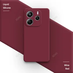 Classic Silicone Soft Phone Case with Lens Protection - Square Design for Note 14 5G Global (Wine Red)