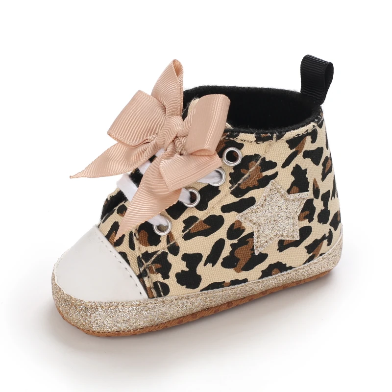 0-18M Newborn Baby Shoes Female Baby Cute Leopard Pattern Sports Shoes Sandals Soft Sole Comfortable Walking Shoes 5