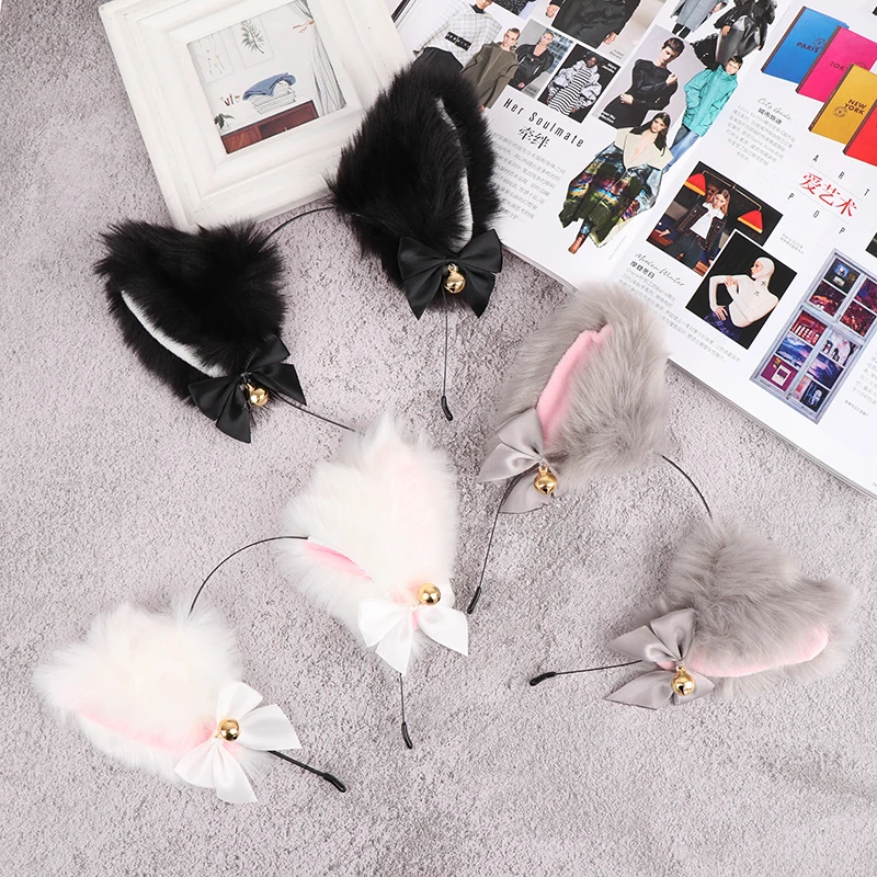 동물 귀여운 고양이 귀 할로윈 머리띠, 귀여운 애니메이션 헤어 후프, 할로윈 코스프레 파티 코스튬 헤어 액세서리