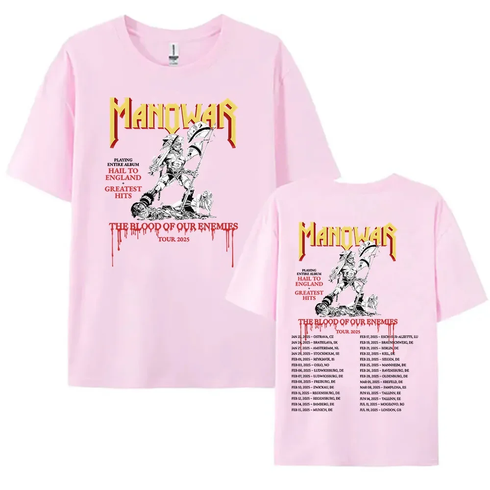 Manowar Hip Hop Band Print Tshirts The Blood Our Enemies Tour 2025 Tees Short Sleeve Cotton T-shirt Women Clothes Graphic Shirt 2