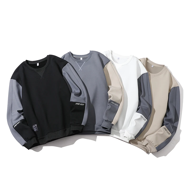 Men's Monogram Embroidered Sweatshirt Winter Crewneck Long-sleeved Pullover Casual Men's Breathable Threaded Cuff Sweater