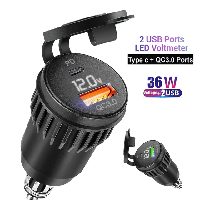 PD 3.0 Type C USB Fast Charger Din to USB and 18W QC 3.0 Power Outlet with  Voltmeter for 12V-24V Ducati BMW Motorcycle - AliExpress