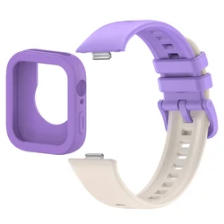 Colorful Silicone Band and Soft Protector Case for Huawei Watch Fit 3 - Sporty Replaceable Accessory Set (Purple 1)