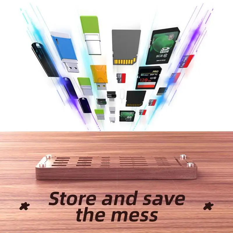 25 Slots SDCard Memory Card Wooden Storage Box for TF USB Type-C storage box bag