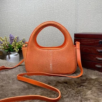 2023 New Luxury Pearl fish skin Lady's Handbag Mini 19CM Genuine stingray skin Women Shoulder Bag Fashion Messenger Bag 45