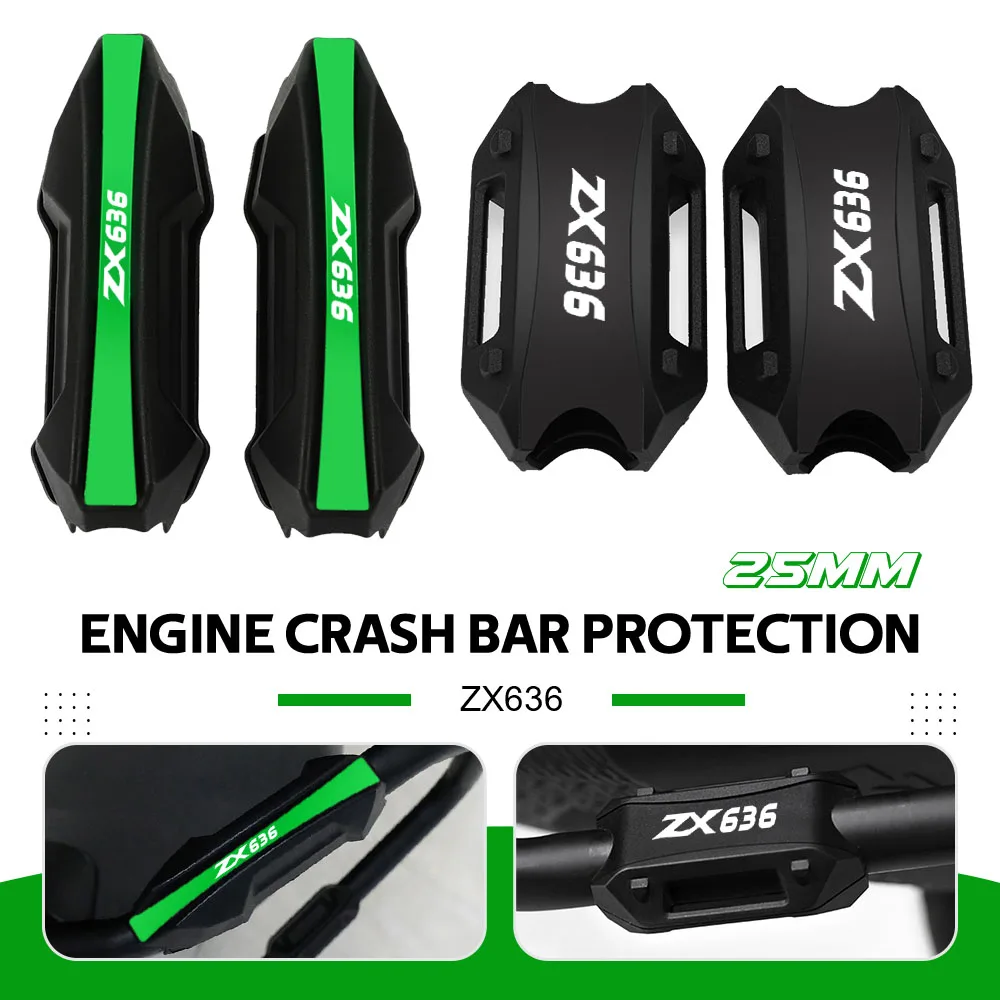 

For Kawasaki Ninja ZX6R 636 ZX636 ZX636R 1998-2024 Motorcycle Engine Protection Guard Bumper Decorative Block Crash Bar 25MM