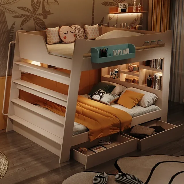 سرير بطابقين حديث للأطفال الشمال ، إطار غرفة المعيشة ، أثاث غرفة نوم الأطفال ، سرير الأطفال 2