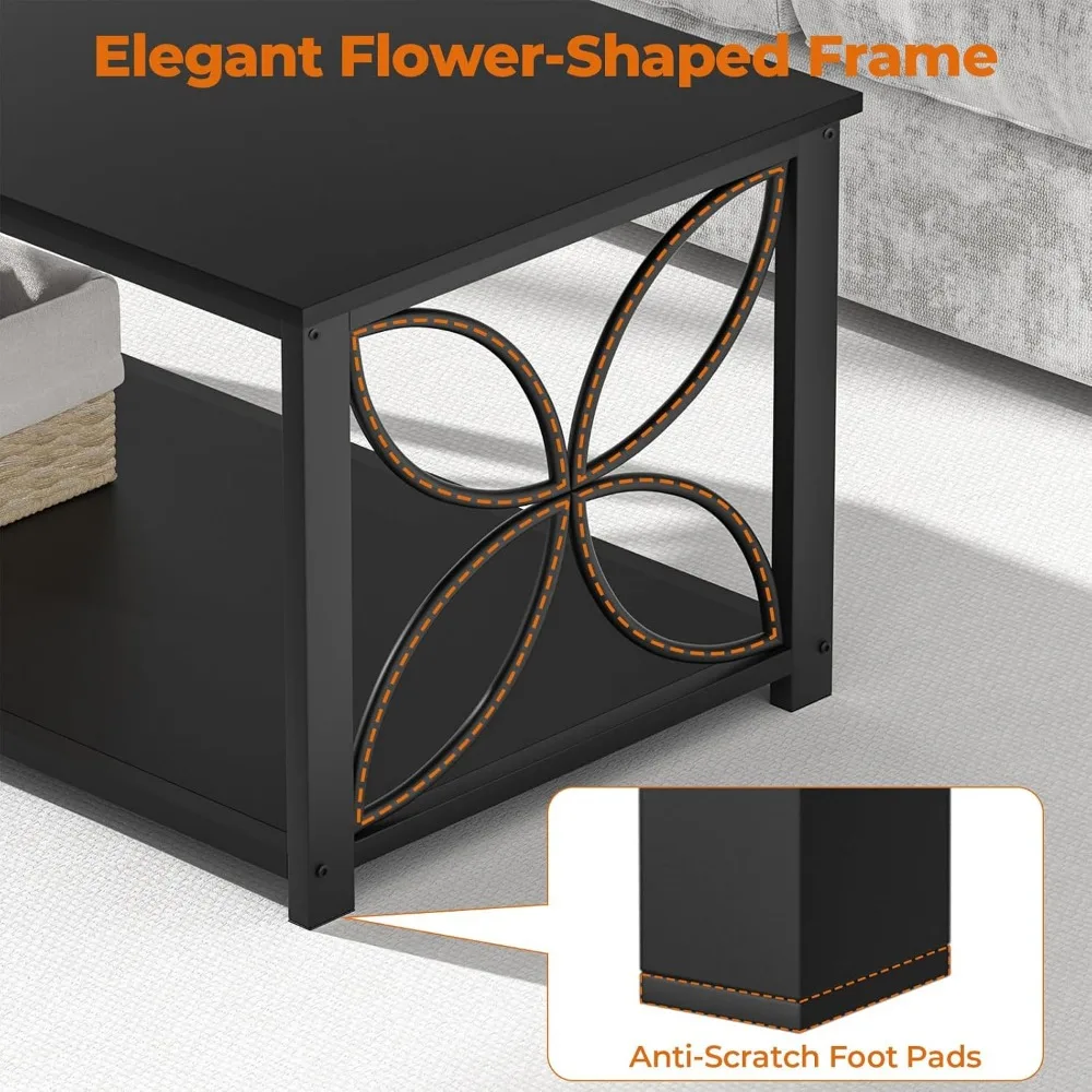 Coffee Table for Living Room, 39 inch Small Table with Storage Shelf, Café Tables 4