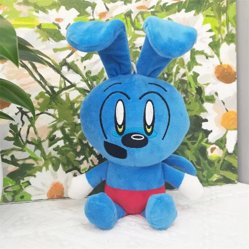 Riggy The Rabbit Monkey Plush Doll Toy Stuffed Animal Blue Bunny Cartoon Plushies Figures Soft Gift for Fans Christmas Birthday