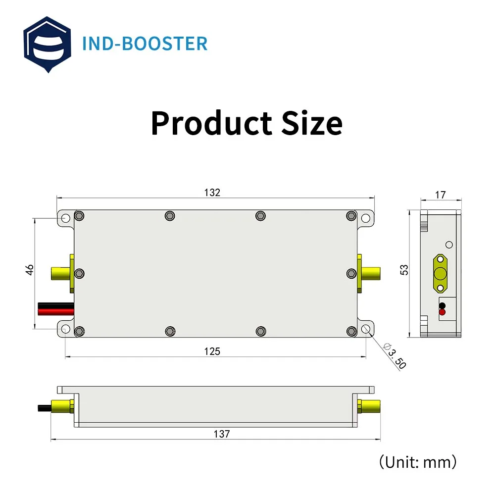 INDBOOSTER 1000-2000MHz 1-2GHz 광대역 단방향 RF 부스터 신호 증폭기 전송 증폭 전용 20W 50와트