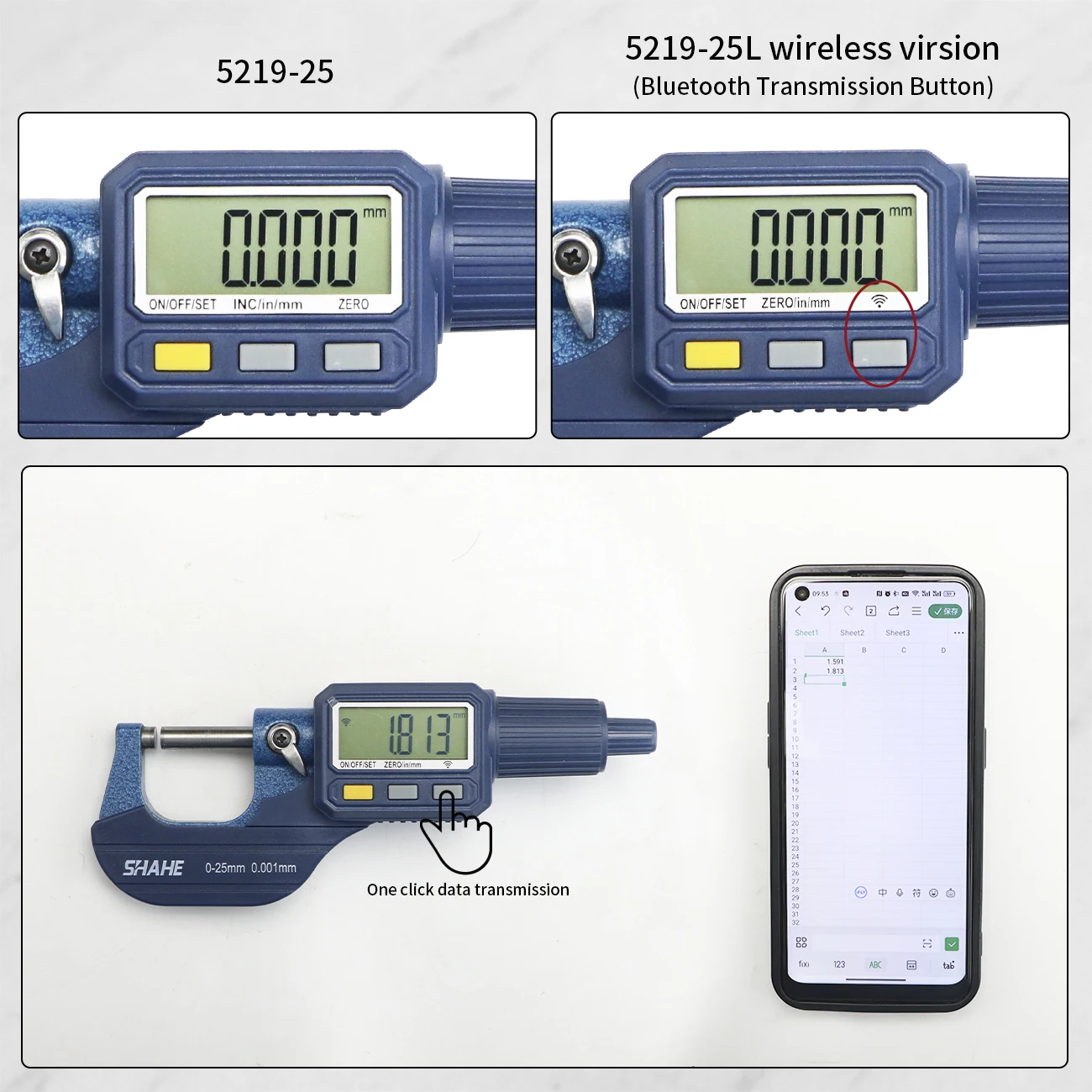 0-25mm 디지털 외부 마이크로미터 카바이드 앤빌 대형 LCD 화면 미터법 인치 ABS 상대 절대 측정 정밀 게이지