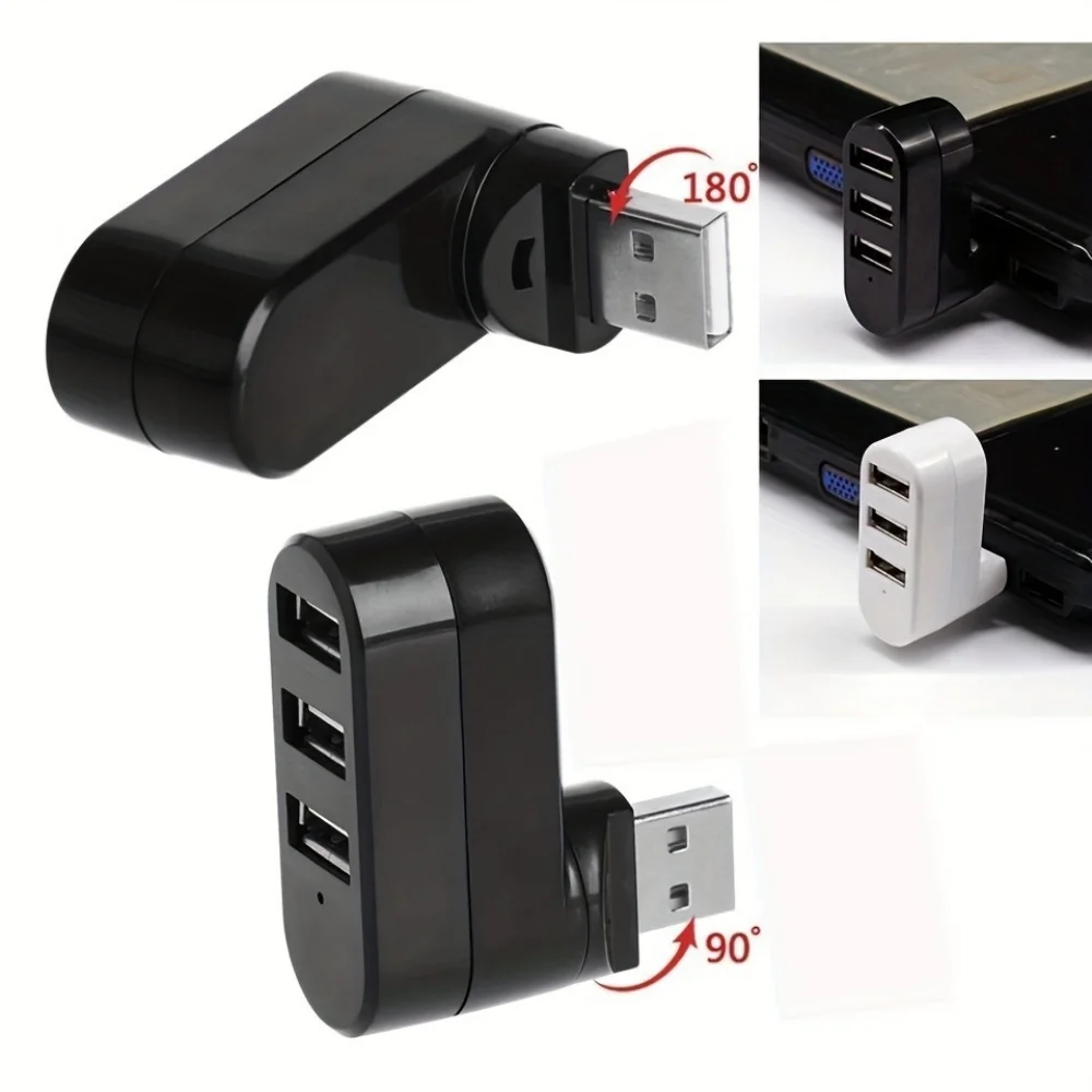 3포트 USB 3.0 허브 어댑터 고속 데이터 전송 분배기 180 ° 회전 가능한 USB 3.0 U 디스크 카드 리더기 (컴퓨터 액세서리용)