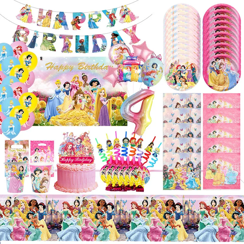 Disney, принцесса, день рождения, искусственное украшение, одноразовая посуда, принадлежности для счастливых девушек, Аврора, Белоснежка, белые, белые шарики, детский душ