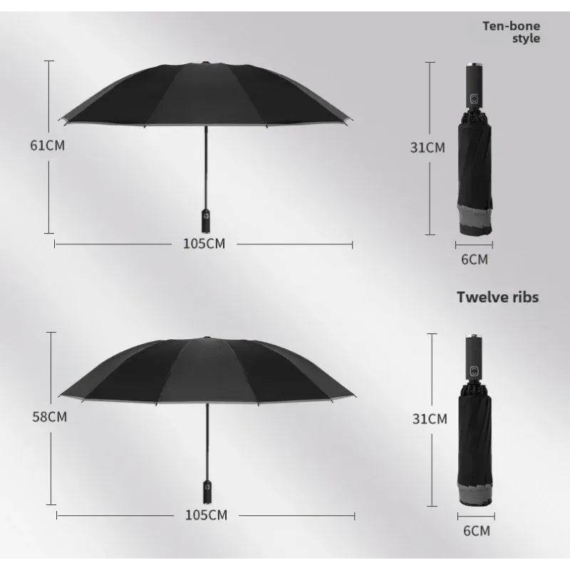 Full-automatic Reverse Umbrella Folding Reflective Strips High-end Business Sunny Umbrella Sunscreen UV Shade Umbrella