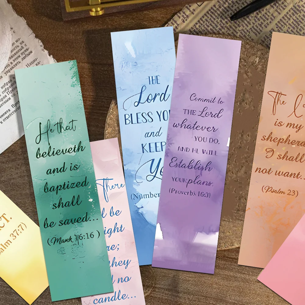 30pcs Watercolor Bible Bookmark Reading Pages Books Tagging Books Decorative Students Stationary Supplies Paper Cards Bookmarks