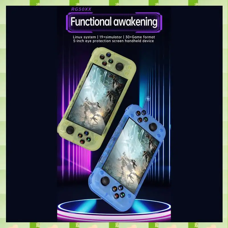 RG50XX Handheld Retro Game Console 5Inch Display 64G 20000+Video Games LINUX 3D Joystick For GBC GBA PSP 19+Simulator