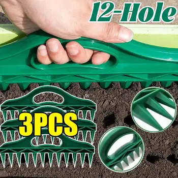 12-Hole Seed Spacer and Seeder Tool Garden Planting Template with Hole Dibber Efficient Soil Digger for Vegetable Flower Seeding