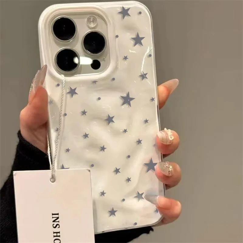 Coque de téléphone minimaliste à Texture d'étoile ondulée gris-bleu, étui souple pour iPhone 17 Air Pro Max Plus