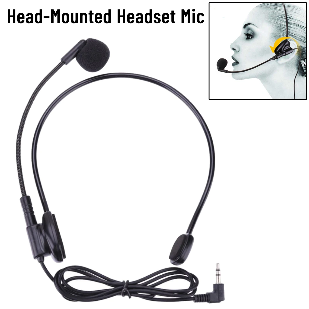 Microfono con cavo per microfono montato sulla testa microfono flessibile con braccio cablato da 3.5mm Amplifie Mic per il discorso della conferenza della guida turistica