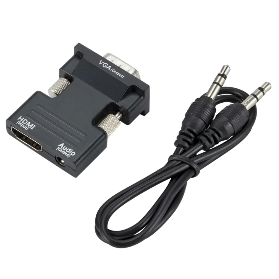 HDMI To VGA Adapter Cable VGA To HDMI Converter WvvMvv HDMI-compatible To VGA Converter With 3.5Mm Audio Cable 1080P HDMI-Compatible Female to VGA Male Adapter For PC Laptop