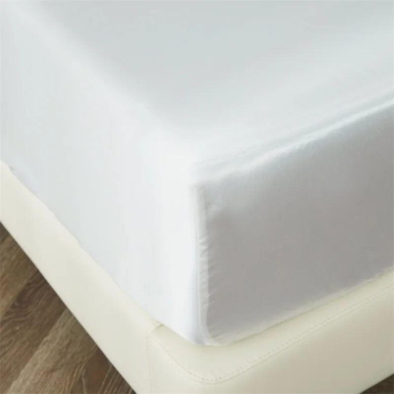 3pcs Satin Solid Color Bedding Set Fitted Sheet Pair Of Pillowcases Without Flat Sheet silk bedding set