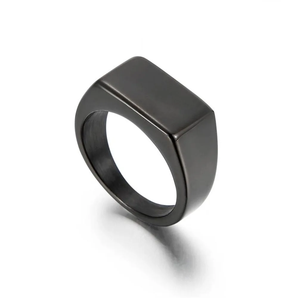 1pc Alloy Simple Glossy Rings With Rectangular Decor, Exquisite Men's Accessory Jewelry 4