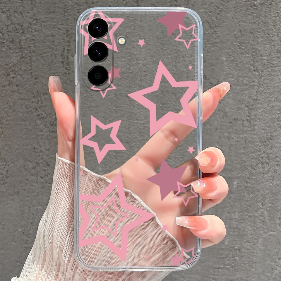 Pink Star Dinosaur Creative Silicone Clear Phone Case - Durable Bumper Housing Design