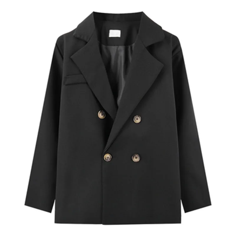 

Женский офисный двубортный Блейзер, винтажное пальто с отложным воротником и длинным рукавом, верхняя одежда, стильный костюм, топы на весну